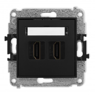 Mechanizm gniazda podwójnego HDMI 2.0 Czarny Mat 12MHDMI-4 Karlik MINI