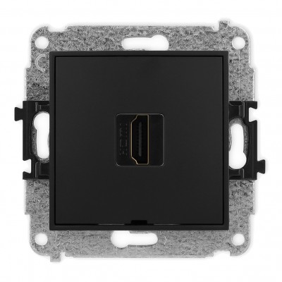 Mechanizm gniazda pojedynczego HDMI 2.0, bez pola opisowego Czarny Mat 12MHDMIBO-3 Karlik MINI