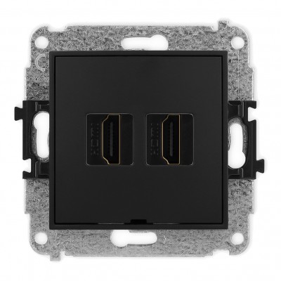 Mechanizm gniazda podwójnego HDMI 2.0, bez pola opisowego Czarny Mat 12MHDMIBO-4 Karlik MINI