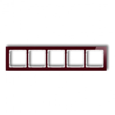 Ramka uniwersalna pięciokrotna - efekt szkła (ramka: bordowa Plexi Bordowe 14-0-DRS-5 Karlik DECO