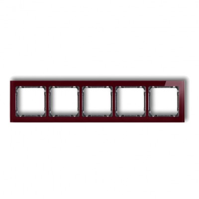 Ramka uniwersalna pięciokrotna - efekt szkła (ramka: bordowa Plexi Bordowe 14-11-DRS-5 Karlik DECO