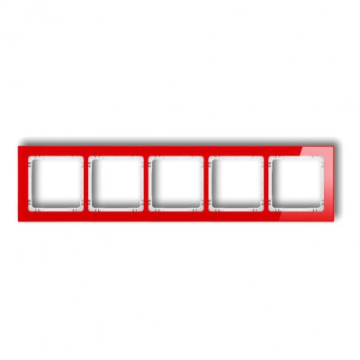 Ramka uniwersalna pięciokrotna - efekt szkła (ramka: czerwona Plexi Czerwone 17-0-DRS-5 Karlik DECO