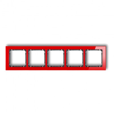 Ramka uniwersalna pięciokrotna - efekt szkła (ramka: czerwona Plexi Czerwone 17-11-DRS-5 Karlik DECO