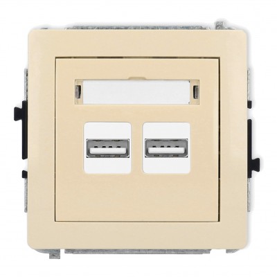 Mechanizm ładowarki USB podwójnej 2xUSB A, 15,5W max., 5V, 3.1A Beżowy 1DCUSB-6 Karlik DECO