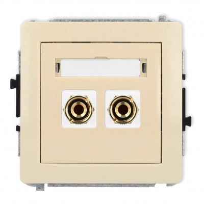 Mechanizm gniazda głośnikowego pojedynczego (typu banan - czerwony i czarny, pozłacany, 4 mm2, do lutowania) Beżowy 1DGG-3 Karlik DECO