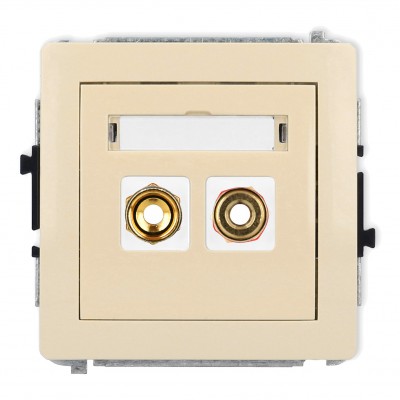 Mechanizm gniazda głośnikowego pojedynczego (typu banan - czerwony i czarny, pozłacany, 4 mm2, skręcany) Beżowy 1DGG-4 Karlik DECO