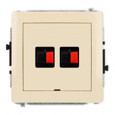 Mechanizm gniazda głośnikowego podwójnego, bez pola opisowego Beżowy 1DGGBO-2 Karlik DECO
