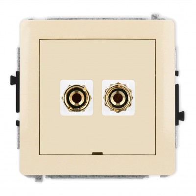 Mechanizm gniazda głośnikowego pojedynczego, bez pola opisowego (typu banan - czerwony i czarny, pozłacany, 4 mm2, do lutowania) Beżowy 1DGGBO-3 Karlik DECO