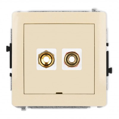 Mechanizm gniazda głośnikowego pojedynczego, bez pola opisowego (typu banan - czerwony i czarny, pozłacany, 4 mm2, skręcany) Beżowy 1DGGBO-4 Karlik DECO