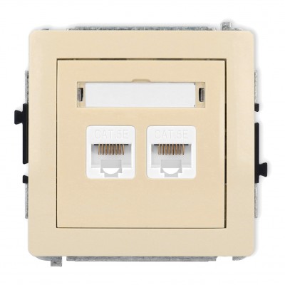 Mechanizm gniazda komputerowego podwójnego 2xRJ45, kat. 5e, 8-stykowy Beżowy 1DGK-2 Karlik DECO