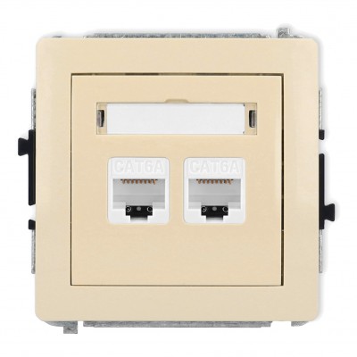 Mechanizm gniazda komputerowego podwójnego 2xRJ45, kat. 6A, 8-stykowy Beżowy 1DGK-8 Karlik DECO