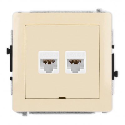 Mechanizm gniazda komputerowego podwójnego 2xRJ45, kat. 6A, 8-stykowy, bez pola opisowego Beżowy 1DGKBO-8 Karlik DECO