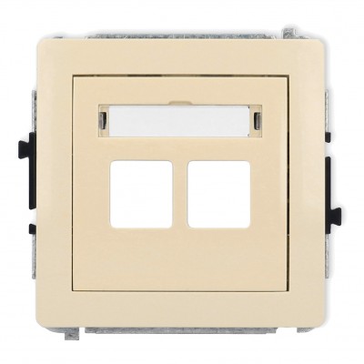 Mechanizm gniazda multimedialnego podwójnego bez modułu (standard Keystone) Beżowy 1DGM-2P Karlik DECO