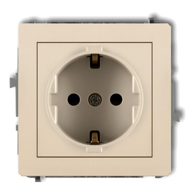 Mechanizm gniazda pojedynczego z uziemieniem SCHUKO 2P+Z (przesłony torów prądowych) Beżowy 1DGP-1sp Karlik DECO