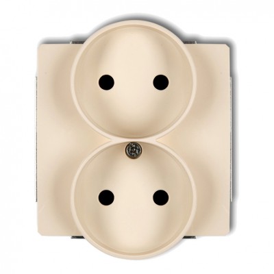Mechanizm gniazda podwojnego do ramki DECO Soft, bez uziemienia 2x2P (przesłony torów prądowych) Beżowy 1DGPRSO-2p Karlik DECO