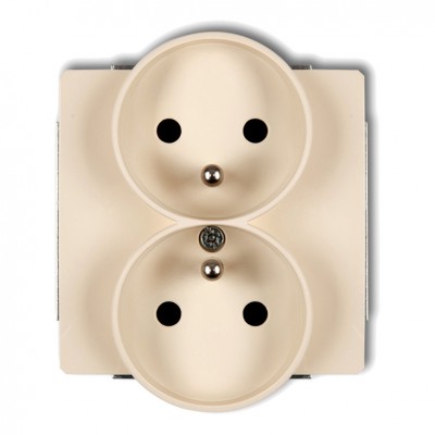 Mechanizm gniazda podwojnego do ramki DECO Soft, z uziemieniem  2x(2P+Z) (przesłony torów prądowych) Beżowy 1DGPRSO-2zp Karlik DECO