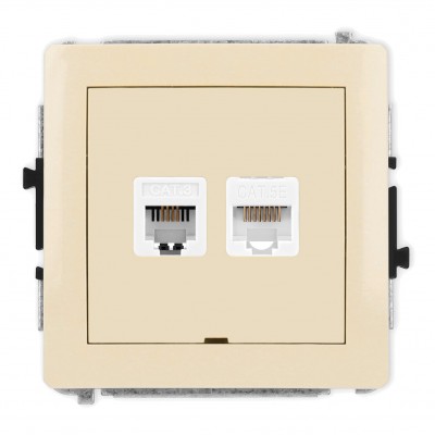 Mechanizm gniazda telefonicznego pojedynczego 1xRJ11 + komputerowego pojedynczego 1xRJ45, kat. 5e, 8-stykowy, beznarzędziowe, bez pola opisowego Beżowy 1DGTKBO Karlik DECO