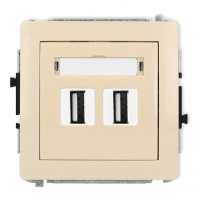 Mechanizm gniazda podwójnego 2xUSB A-A 2.0 Beżowy 1DGUSB-2 Karlik DECO