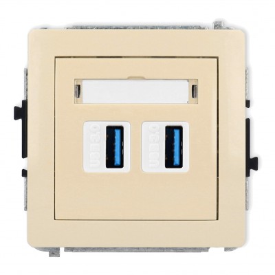 Mechanizm gniazda podwójnego 2xUSB A-A 3.0 Beżowy 1DGUSB-6 Karlik DECO