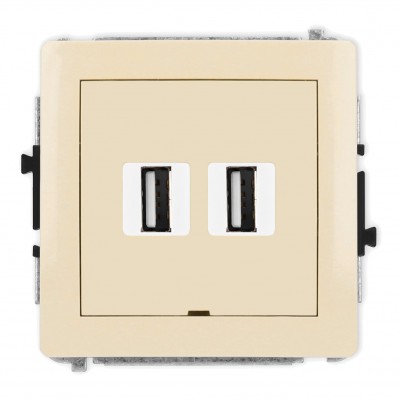 Mechanizm gniazda podwójnego 2xUSB A-A 2.0, bez pola opisowego Beżowy 1DGUSBBO-2 Karlik DECO