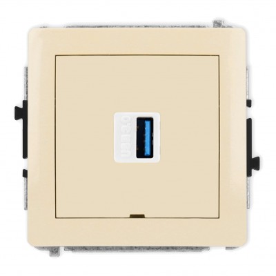 Mechanizm gniazda pojedynczego USB A-A 3.0, bez pola opisowego Beżowy 1DGUSBBO-5 Karlik DECO
