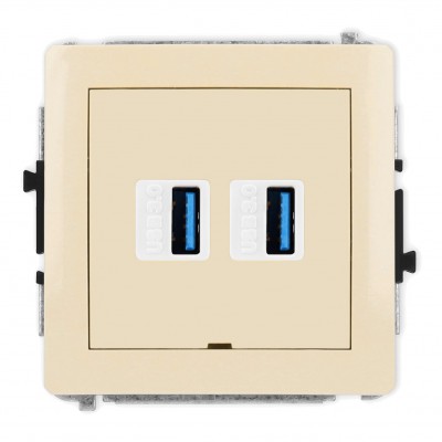 Mechanizm gniazda podwójnego 2xUSB A-A 3.0, bez pola opisowego Beżowy 1DGUSBBO-6 Karlik DECO