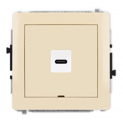 Mechanizm gniazda pojedynczego 1xUSB C-C, bez pola opisowego Beżowy 1DGUSBBO-7 Karlik DECO