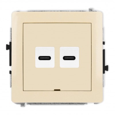 Mechanizm gniazda podwójnego 2xUSB C-C, bez pola opisowego Beżowy 1DGUSBBO-8 Karlik DECO