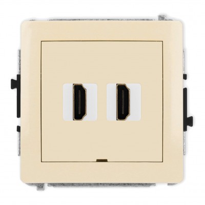 Mechanizm gniazda podwójnego HDMI 2.0, bez pola opisowego Beżowy 1DHDMIBO-4 Karlik DECO