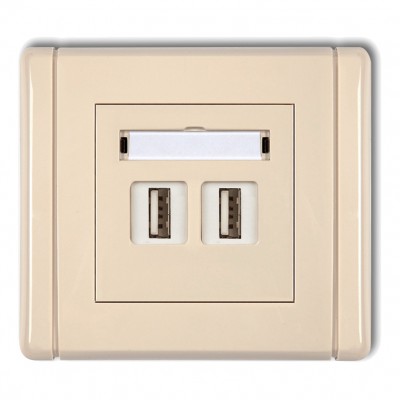 Gniazdo podwójne 2xUSB A-A 3.0 Beżowy 1FGUSB-6 Karlik FLEXI