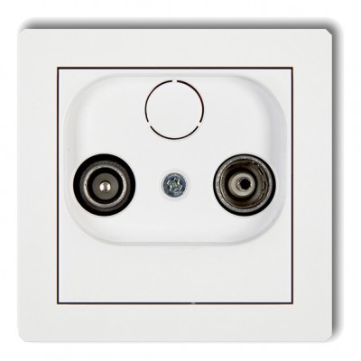 Mechanizm gniazda abonenckiego RTV przelotowego 15dB Biały Mat 25DG15P Karlik DECO