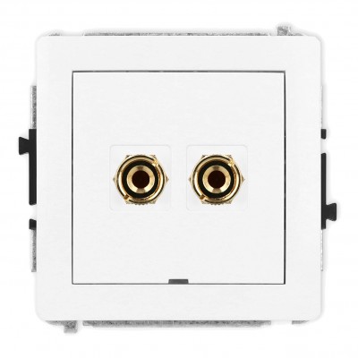 Mechanizm gniazda głośnikowego pojedynczego, bez pola opisowego (typu banan - czerwony i czarny, pozłacany, 4 mm2, do lutowania) Biały Mat 25DGGBO-3 Karlik DECO