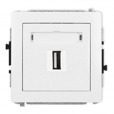 Mechanizm gniazda pojedynczego USB A-A 2.0 Biały Mat 25DGUSB-1 Karlik DECO