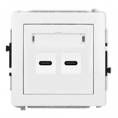 Mechanizm gniazda podwójnego 2xUSB C-C Biały Mat 25DGUSB-8 Karlik DECO
