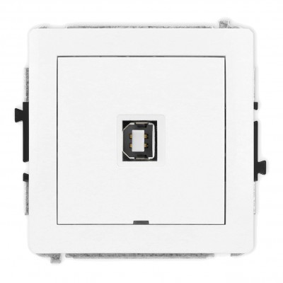 Mechanizm gniazda pojedynczego USB A-B 2.0, bez pola opisowego Biały Mat 25DGUSBBO-3 Karlik DECO