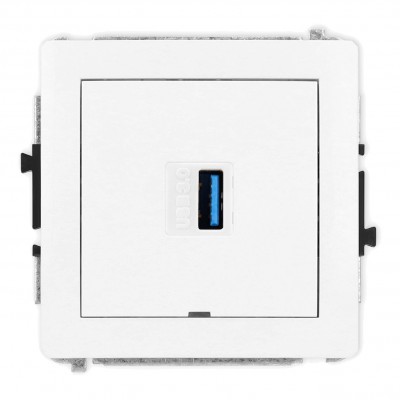 Mechanizm gniazda pojedynczego USB A-A 3.0, bez pola opisowego Biały Mat 25DGUSBBO-5 Karlik DECO