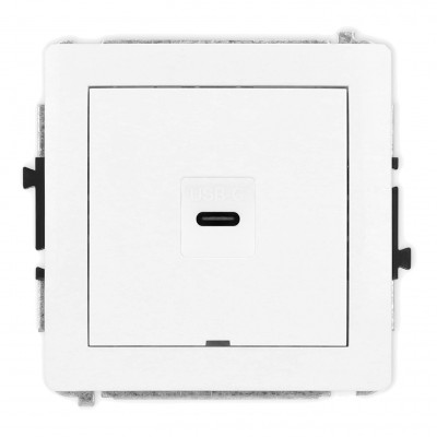 Mechanizm gniazda pojedynczego 1xUSB C-C, bez pola opisowego Biały Mat 25DGUSBBO-7 Karlik DECO