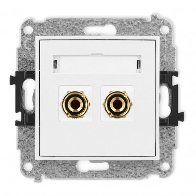 Mechanizm gniazda głośnikowego pojedynczego (typu banan - czerwony i czarny, pozłacany, 4 mm2, do lutowania) Biały Mat 25MGG-3 Karlik MINI