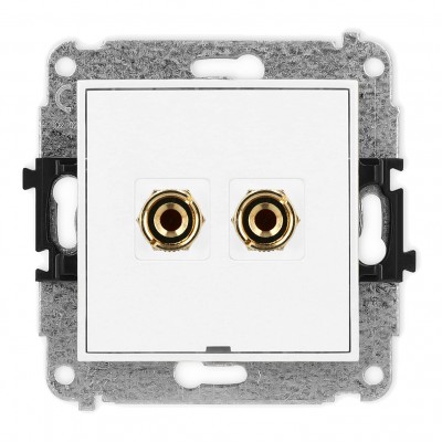 Mechanizm gniazda głośnikowego pojedynczego, bez pola opisowego (typu banan - czerwony i czarny, pozłacany, 4 mm2, do lutowania) Biały Mat 25MGGBO-3 Karlik MINI