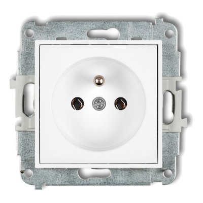 Mechanizm gniazda pojedynczego z uziemieniem 2P+Z (bez przesłon torów prądowych) Biały Mat 25MGP-1z Karlik MINI