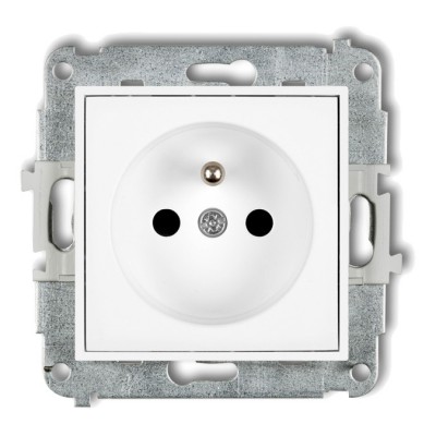 Mechanizm gniazda pojedynczego z uziemieniem 2P+Z (przesłony torów prądowych) Biały Mat 25MGP-1zp Karlik MINI