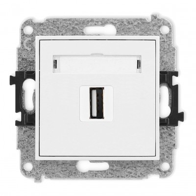 Mechanizm gniazda pojedynczego USB A-A 2.0 Biały Mat 25MGUSB-1 Karlik MINI