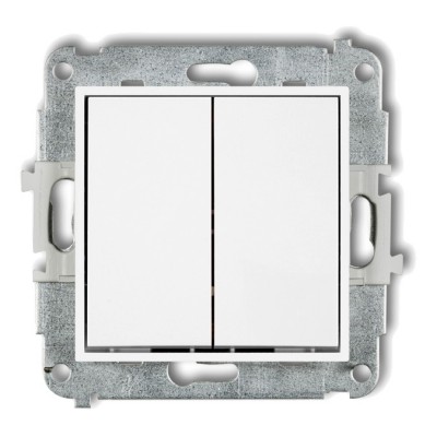 Mechanizm łącznika podwójnego schodowego (dwa klawisze bez piktogramów) Biały Mat 25MWP-33.1 Karlik MINI