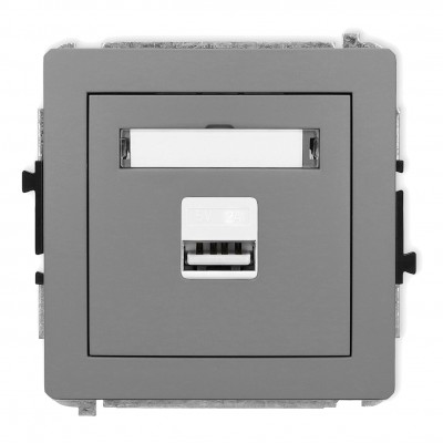 Mechanizm ładowarki USB pojedynczej USB A, 10W max., 5V, 2A Szary Mat 27DCUSB-3 Karlik DECO