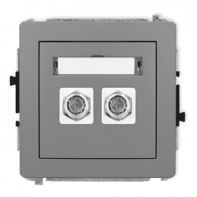 Mechanizm gniazda antenowego podwójnego typu F (SAT) niklowany Szary Mat 27DGF-2 Karlik DECO