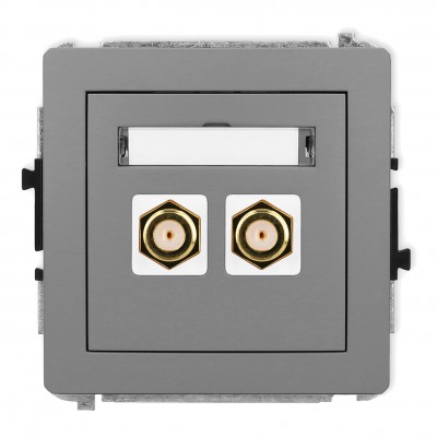 Karlik 27DGF-2.1 Mechanizm gniazda antenowego podwójnego typu F (SAT) pozłacany Szary Mat