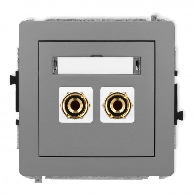Mechanizm gniazda głośnikowego pojedynczego (typu banan - czerwony i czarny, pozłacany, 4 mm2, do lutowania) Szary Mat 27DGG-3 Karlik DECO