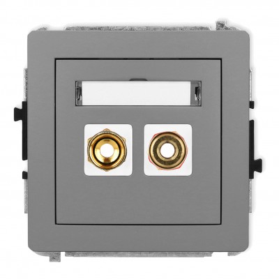Mechanizm gniazda głośnikowego pojedynczego (typu banan - czerwony i czarny, pozłacany, 4 mm2, skręcany) Szary Mat 27DGG-4 Karlik DECO