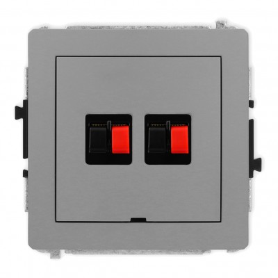 Mechanizm gniazda głośnikowego podwójnego, bez pola opisowego Szary Mat 27DGGBO-2 Karlik DECO