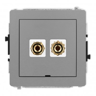 Mechanizm gniazda głośnikowego pojedynczego, bez pola opisowego (typu banan - czerwony i czarny, pozłacany, 4 mm2, do lutowania) Szary Mat 27DGGBO-3 Karlik DECO